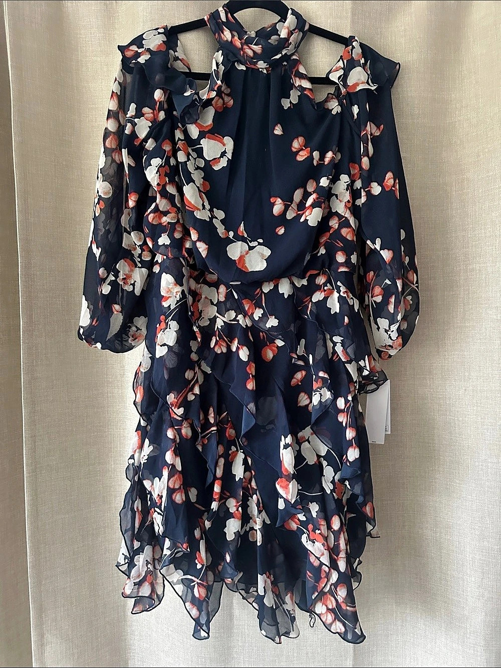 DKNY Floral Midi Dress Blue & Red NWT Sz 12